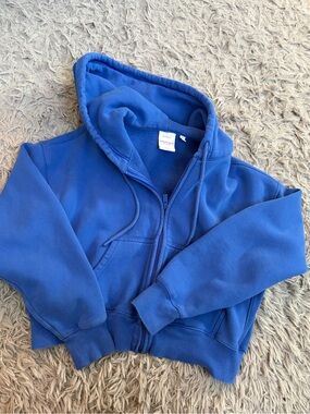 Aritzia boyfriend boxy zip hoodie jazz blue
